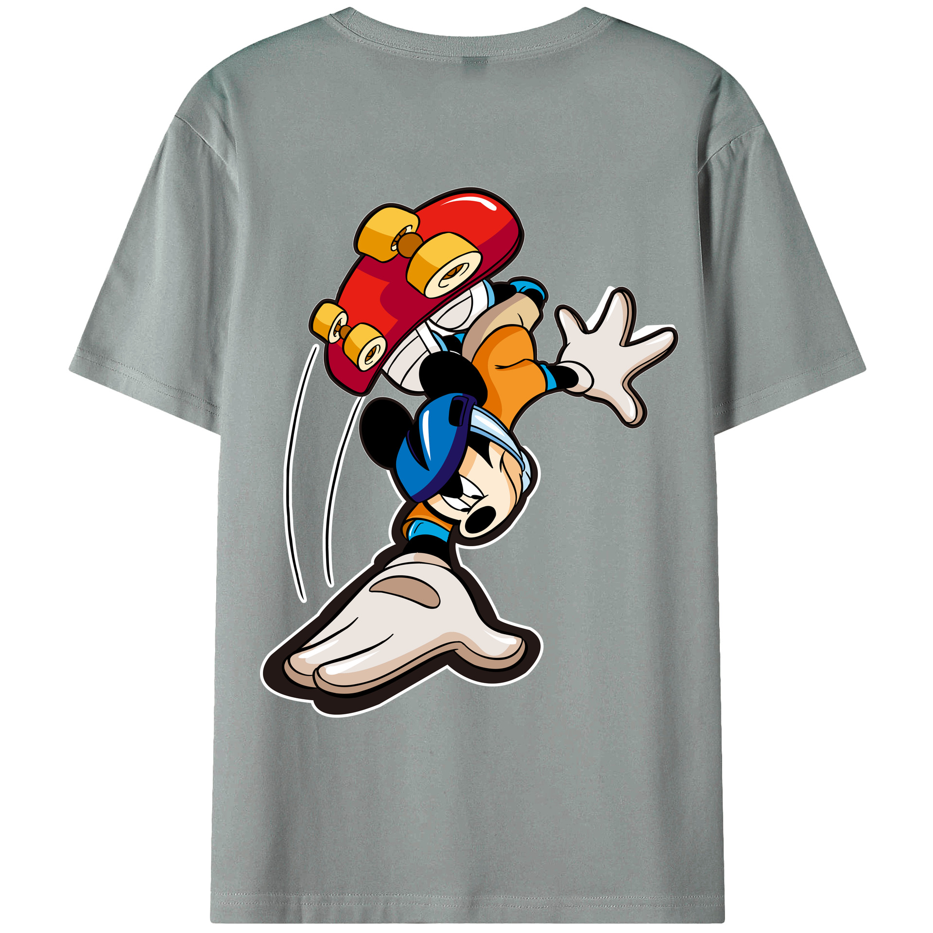 ミッキーマウス Mickey Mouse 綿100％ メンズ半袖Tシャツ（バックプリント） 通気性